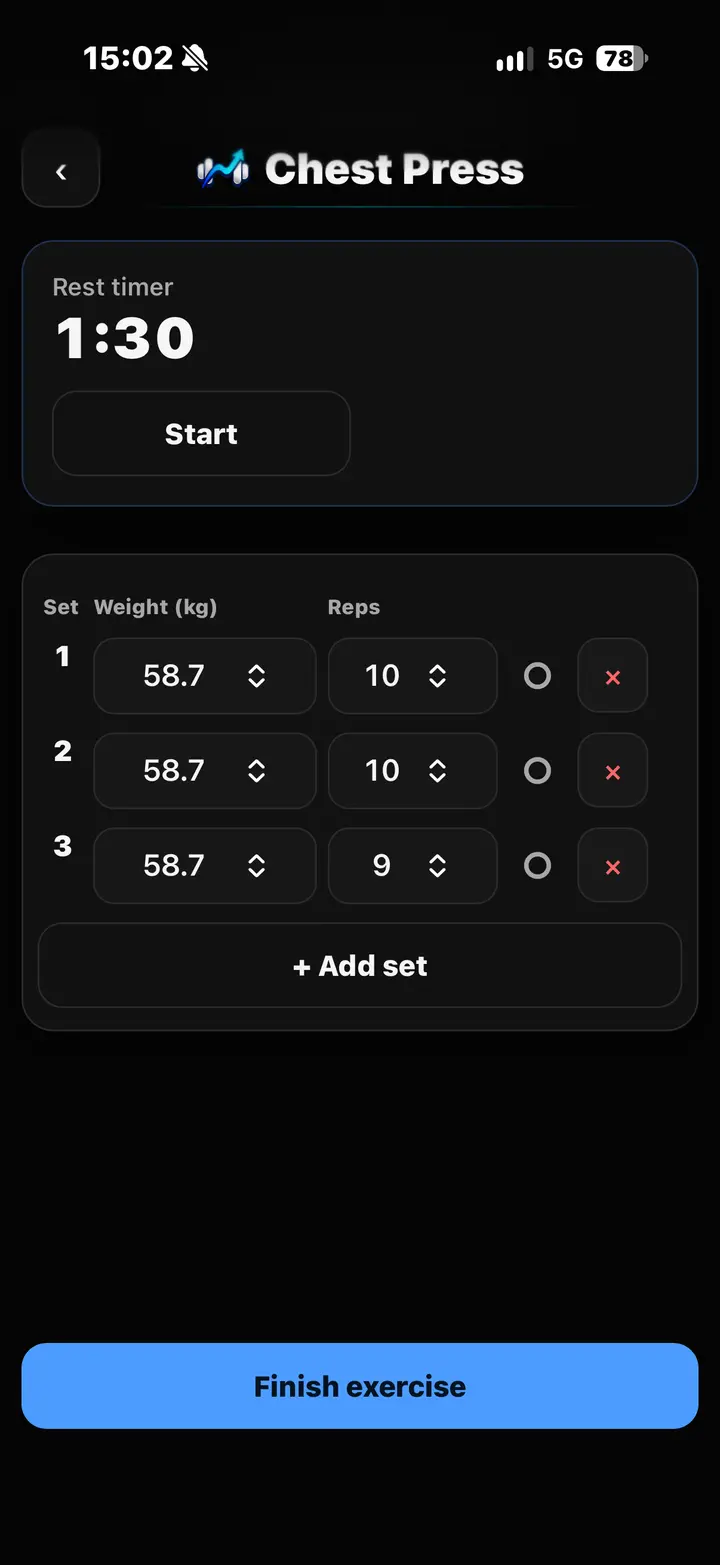 Active Chest Press with rest timer
