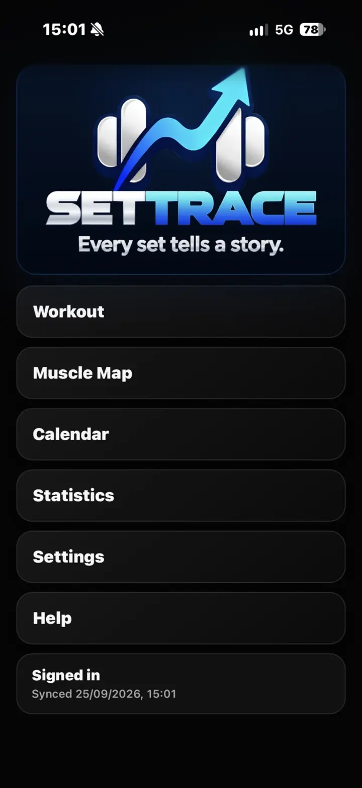 SetTrace home screen